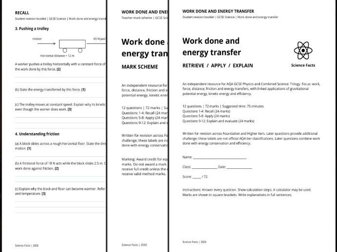 AQA GCSE Physics: Work Done and Energy Transfer Revision Questions
