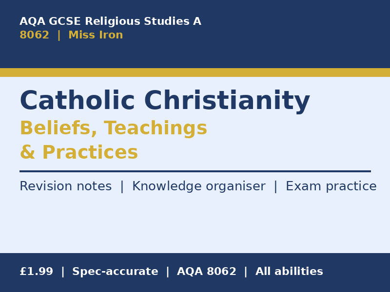 AQA GCSE Religious Studies A (8062) – Catholic Christianity Revision Pack