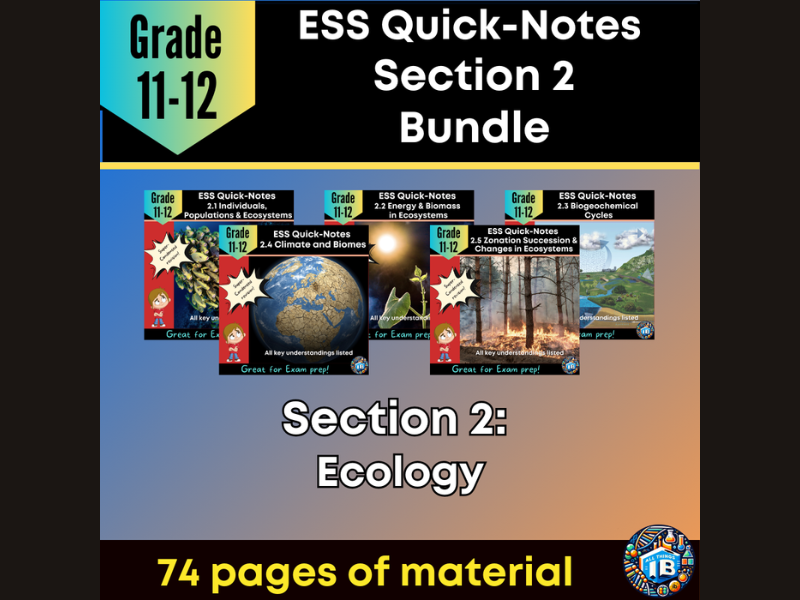 IB DP ESS Quick Notes Bundle: Topic 2 Ecology Condensed Revision 2026