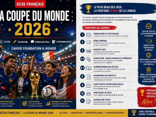GCSE French: La Coupe du Monde 2026 | Foundation & Higher Workbook