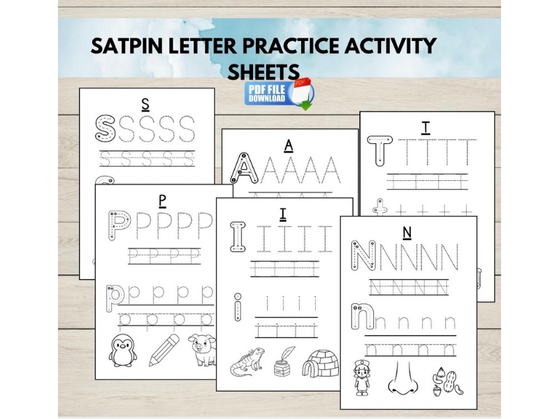 Free SATPIN Tracing Sheets, EYFS Phonics