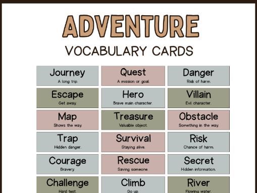 Vocabulary Cards for Different Genres