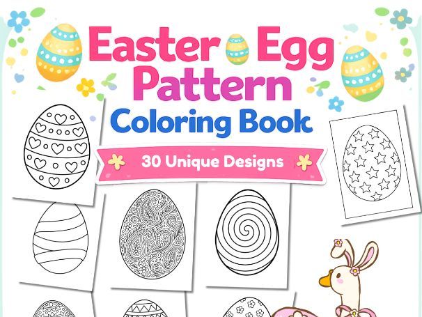 Easter Egg Pattern Coloring Book | 30 Printable Coloring Pages | No Prep Spring Activity