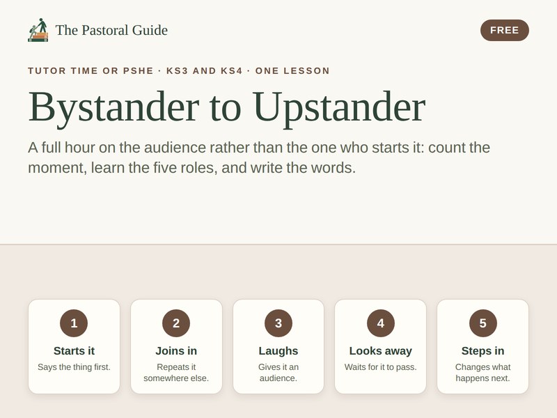 Bystander to upstander: a full anti-bullying lesson for KS3 and KS4