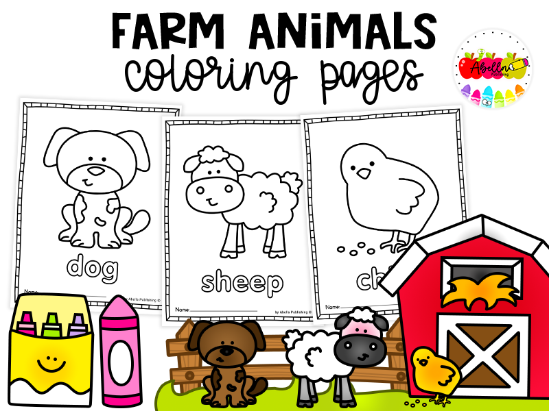 Printable Farm Animals Coloring Pages for Toddlers and Preschoolers | Farm Coloring Book for Kids