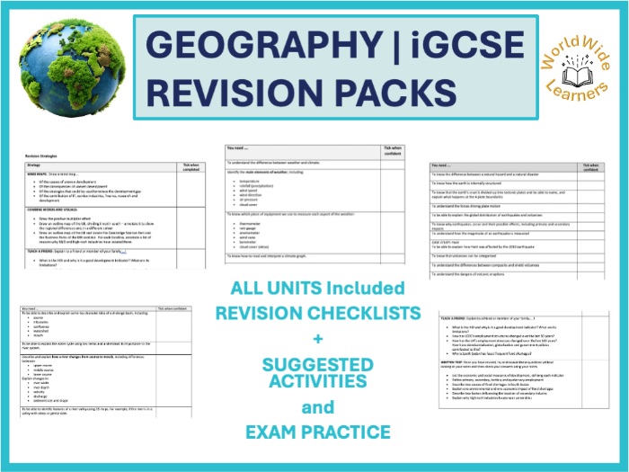 iGCSE Geography Complete Revision Checklists & Active Revision Tasks