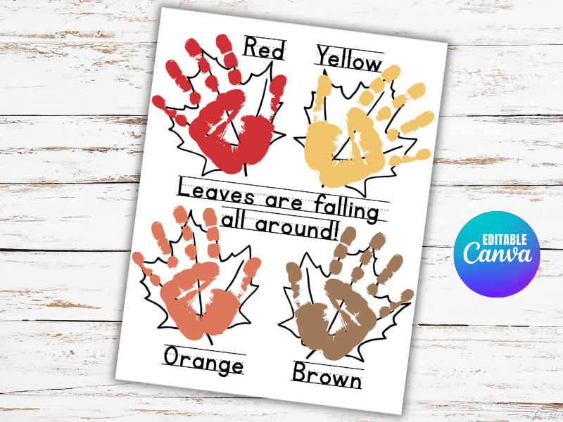 Fall Handprint Keepsake Art, Autumn Leaves Handprint Craft, Fall Craft Activities