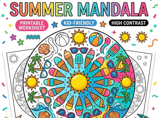 Summer Mandala Coloring Pages: Fun Summer Activities for Kids & Students