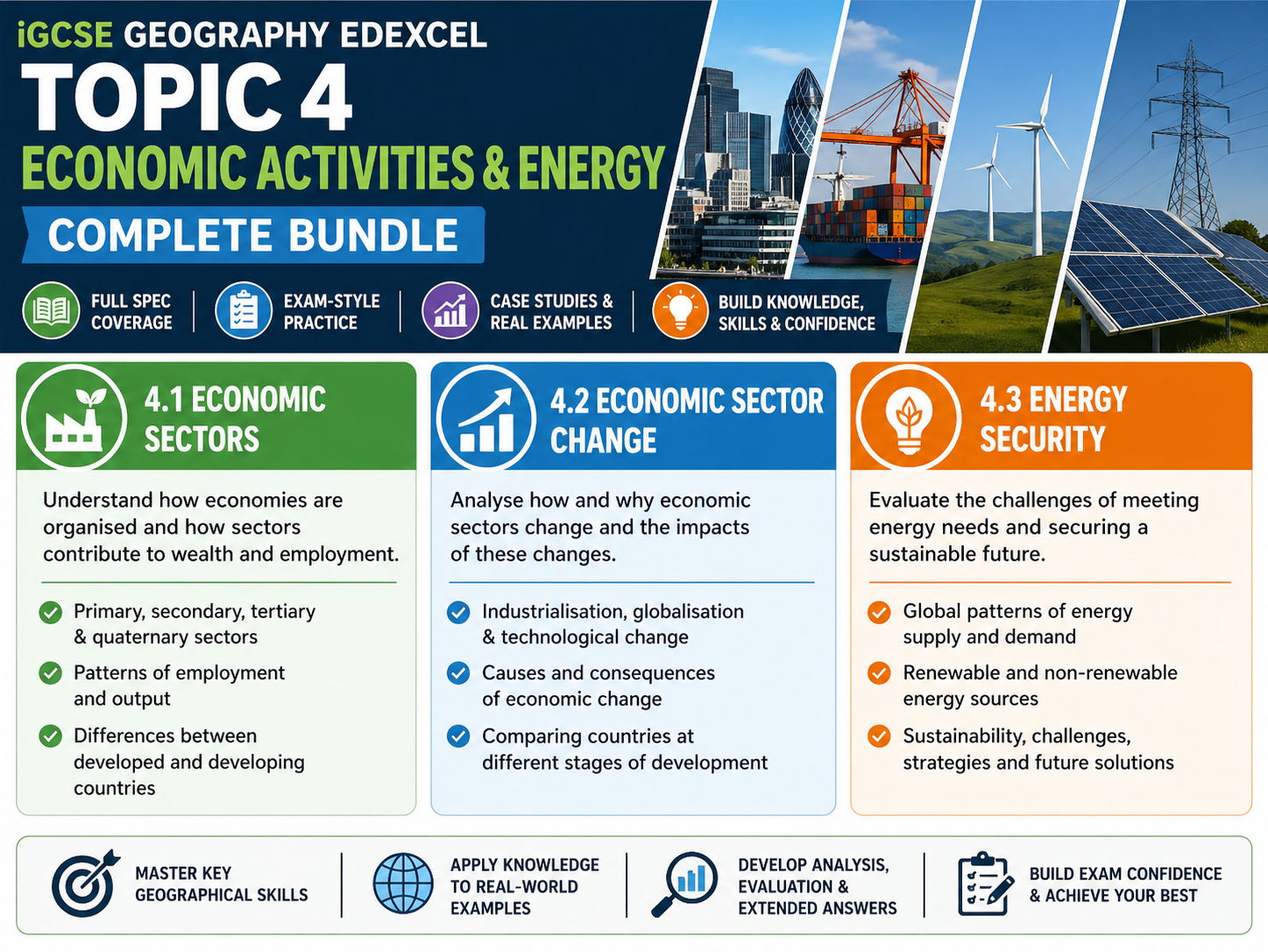 iGCSE Geography Edexcel - Topic 4. Economic Activities & Energy - BUNDLE