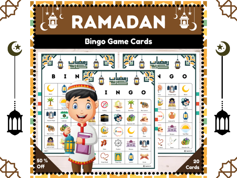 Ramadan Bingo Game Cards : Vocabulary Building Game for Young Learners