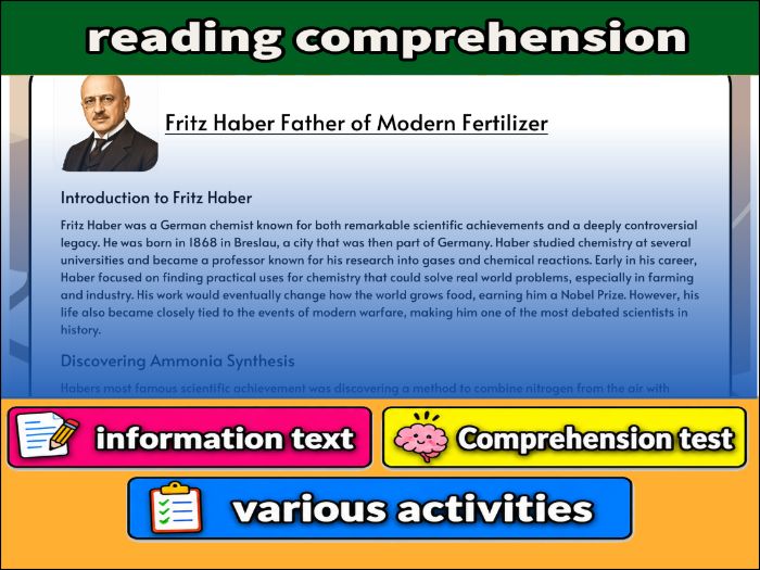Fritz Haber Father of Modern Fertilizer- Reading Comprehension, study guide & Activities
