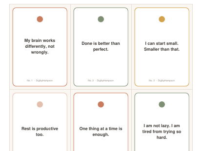 Kind Words for ADHD Brains | 36 Printable Affirmation Cards for Self-Esteem & Wellbeing