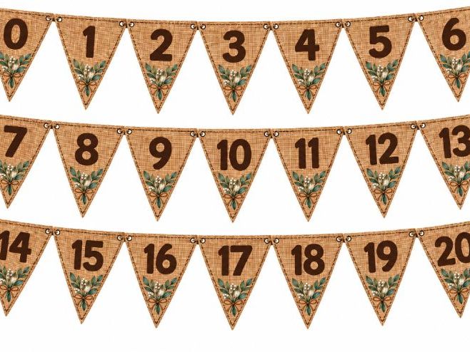 Botanical Hessian Number Bunting 0–20