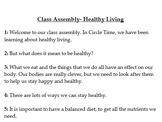 Healthy Living Class Assembly