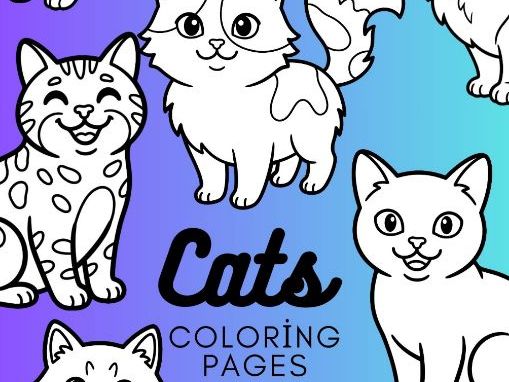 Cute Cats Coloring Pages for Preschoolers | Fine Motor Skills Development