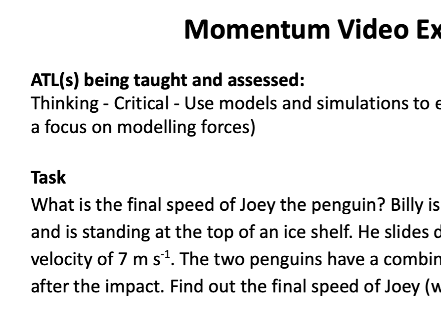 Formative task - conservation of momentum question