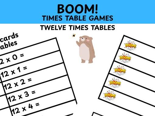 12 times table multiplication Boom game
