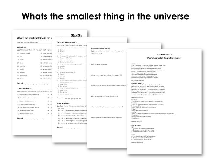 Whats the smallest thing in the universe Teaching Resources