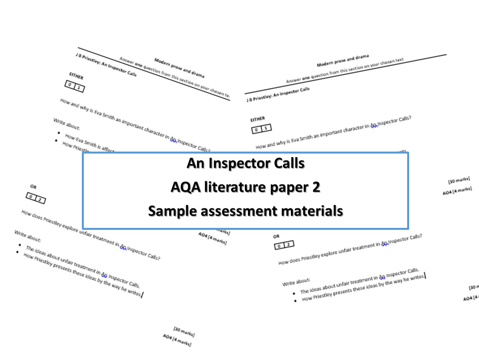 Three sample assesments for An Inspector Calls New specification 9-1 AQA GCSE - Perfect for mock exams