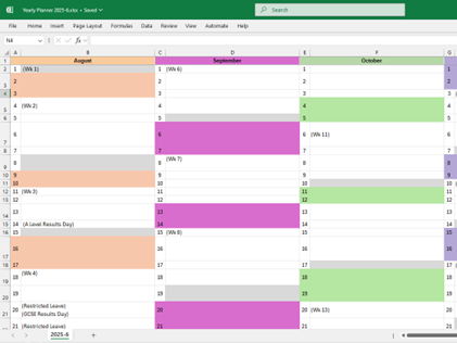 Yearly Calendar 2025 -2026