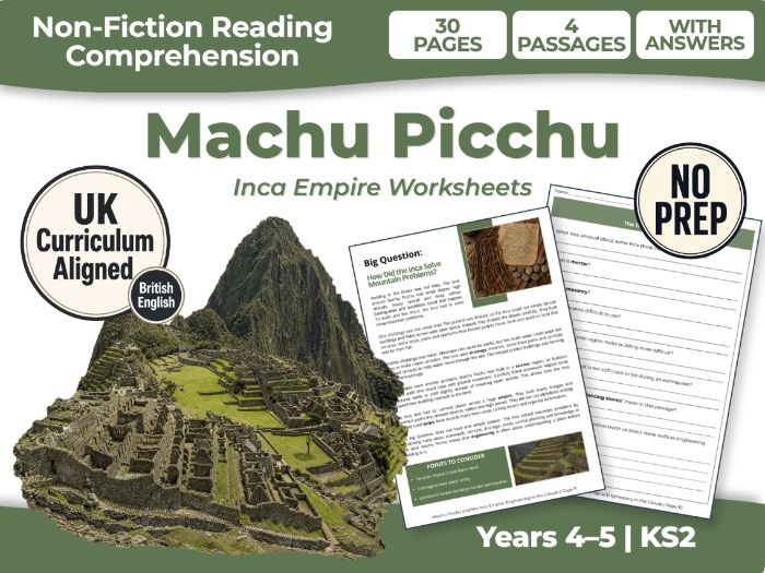 Machu Picchu KS2 Reading Comprehension | Inca Empire Worksheets | Years 4–5