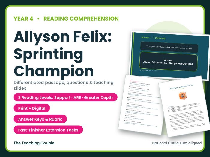Allyson Felix: Sprinting Champion Reading Comprehension Bundle | Year 4 (KS2)