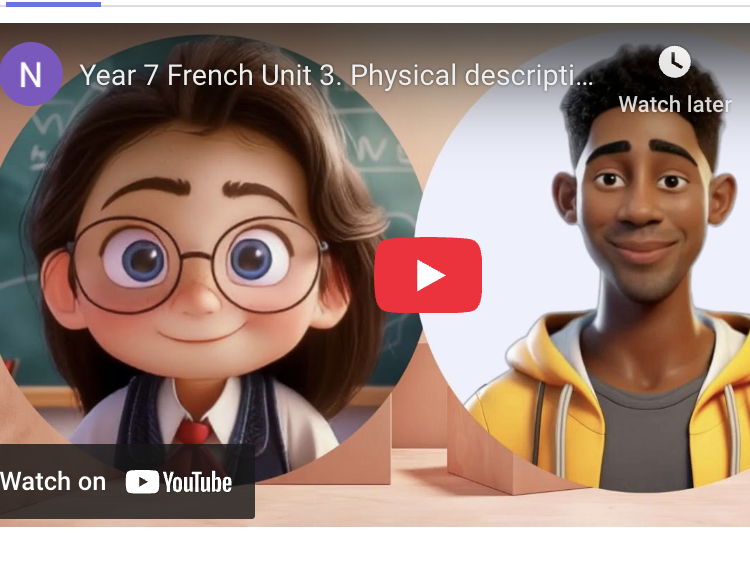 03. FRENCH SHORT STORY - year 7. Unit 3: Description physique