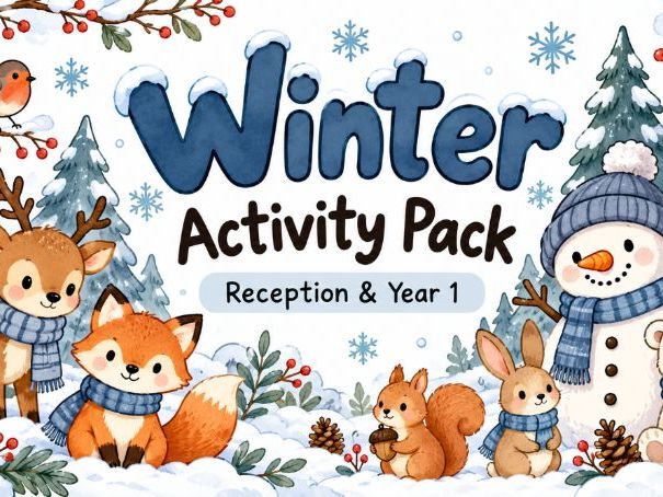 Winter Activity Pack | 40 Activities & Bonus Pages | Reception & Year 1 | Colour & B&W