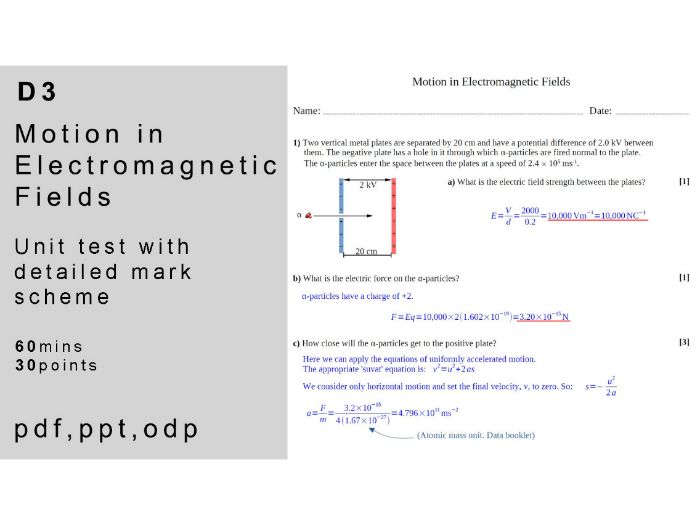 IB physics: D.3 - Motion in Electromagnetic Fields. Unit Test.