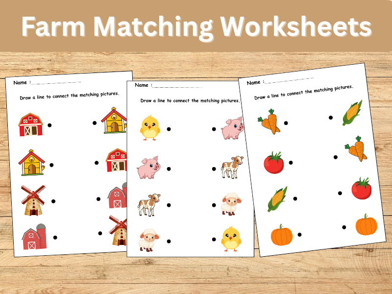 Farm Matching Worksheets | Preschool & Kindergarten Printable Pack