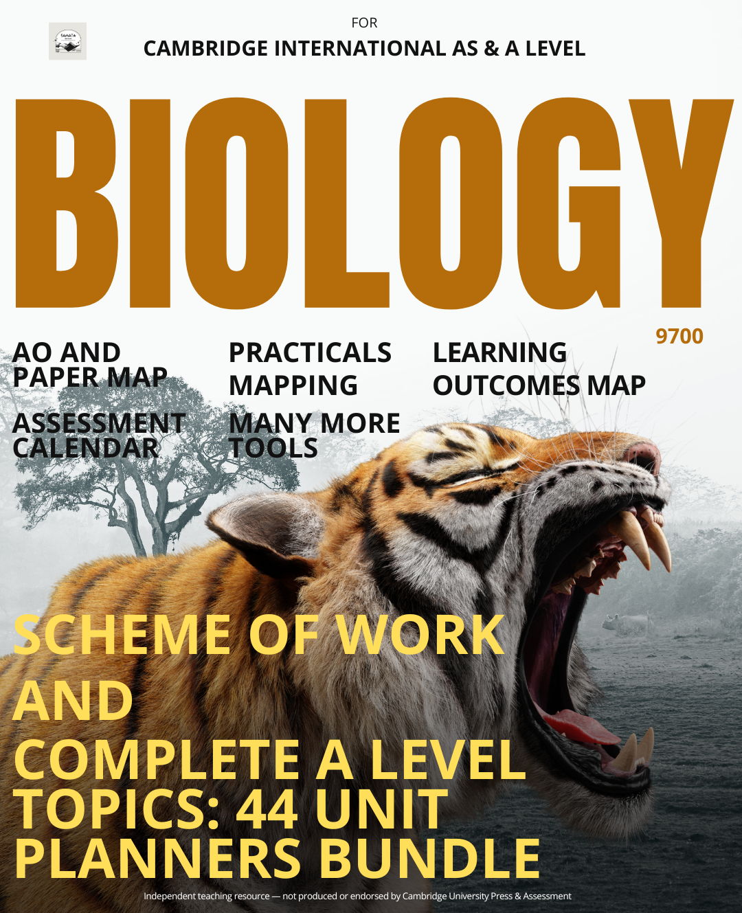 A Level Biology 9700: Complete Two-Year Course, Scheme of Work and 44 Editable Unit Planners (Topics 1–19)