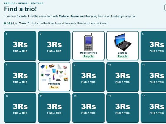 3R's game, Reduce, Re-Use, Recycle