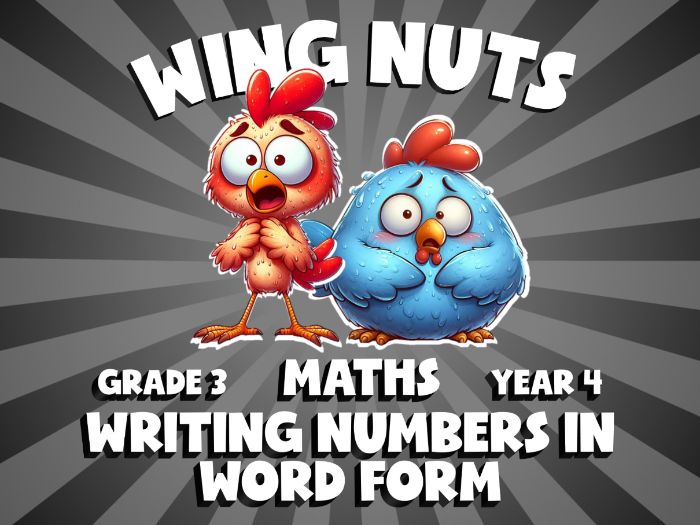 Writing Numbers in Word Form WING NUTS Maths Game | No-Prep Year 4 Review Activity