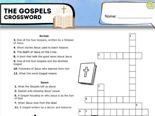 The Gospels Crossword | Matthew, Mark, Luke and John RE Activity