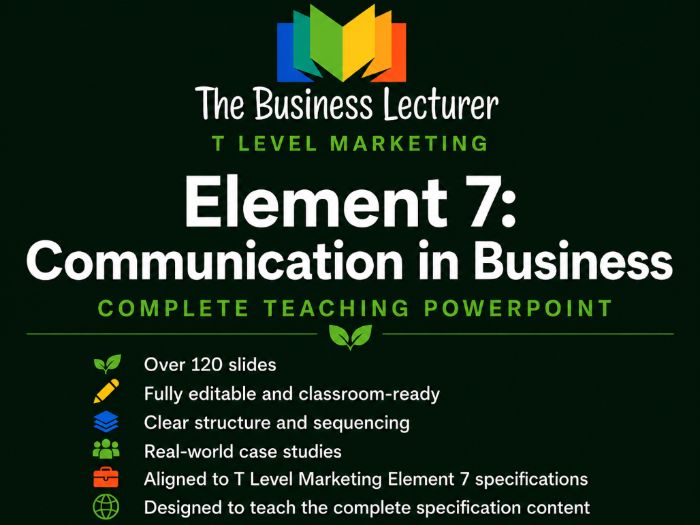 T Level Marketing - Element 7: Communication in Business | Teaching PowerPoint