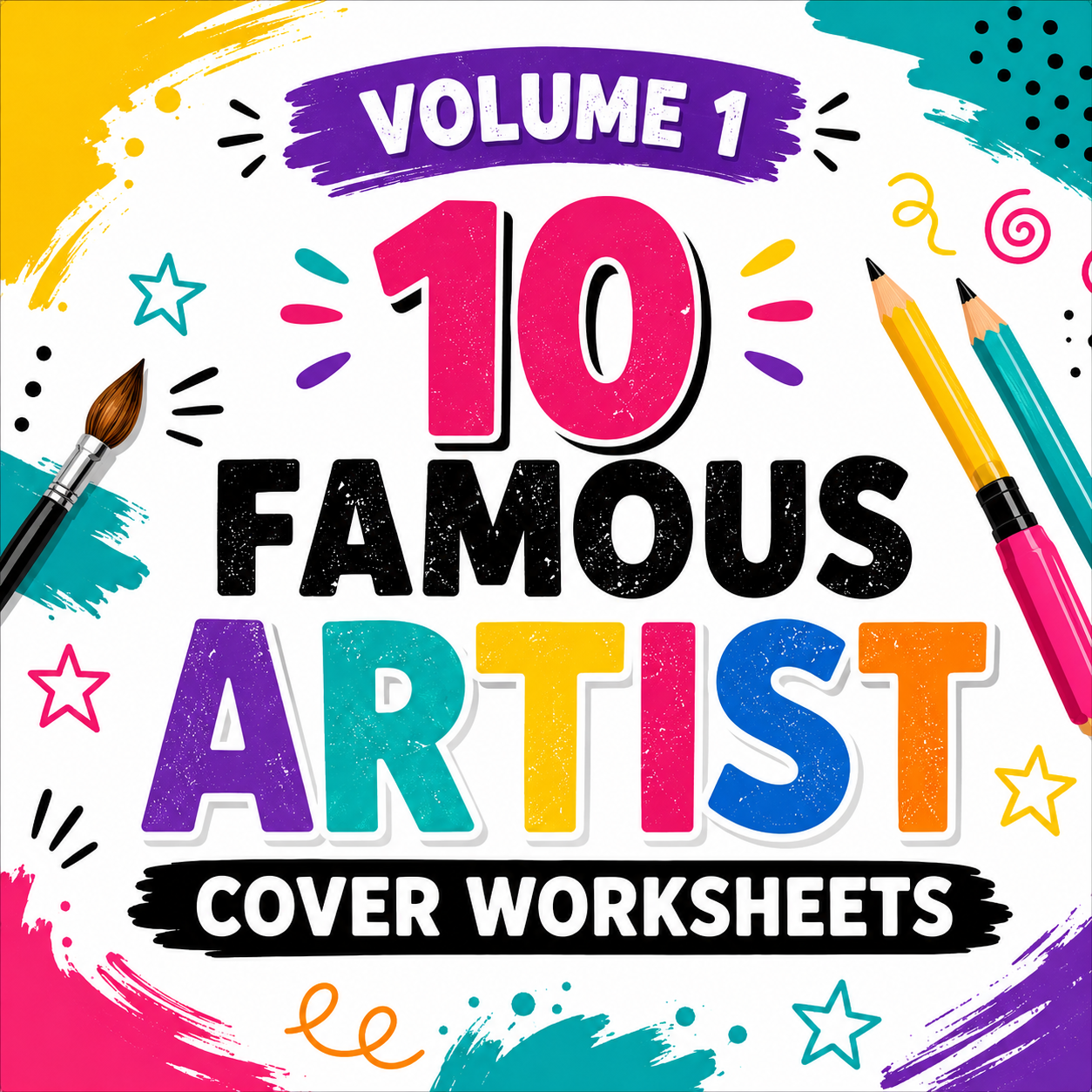 10 Famous Artist Cover Worksheets | KS3 Art Cover Lessons | No Prep Art Activities | Volume 1