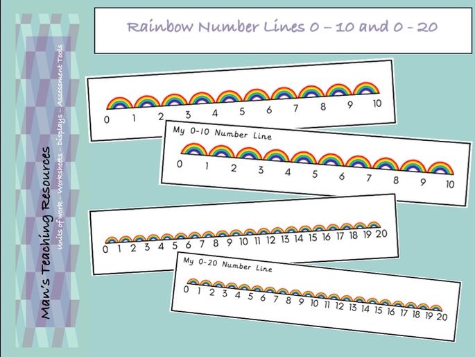 Rainbow 0-10 and 0-20 Number Lines