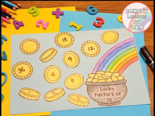 St Patricks Day Math Craft | Factors and Multiples Game | Math Centers Activity