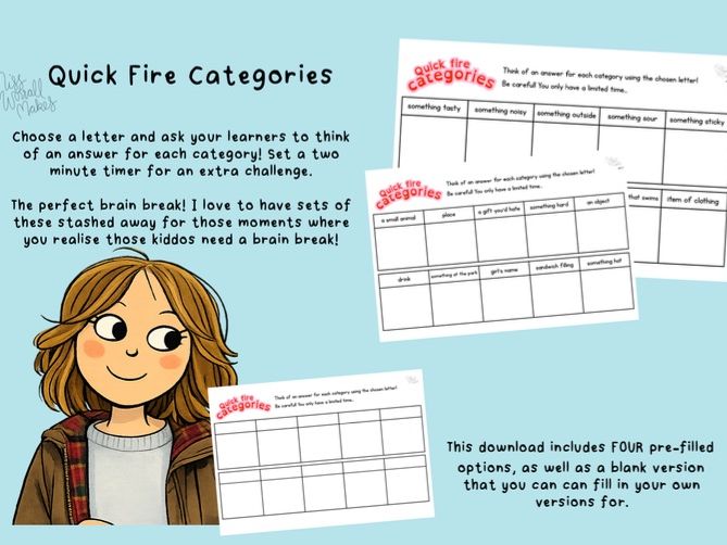 Quick Fire Categories Class Game