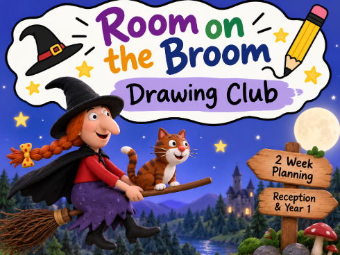 Room on the Broom Drawing Club Planning | EYFS, Reception & Year 1 | Colourful Semantics