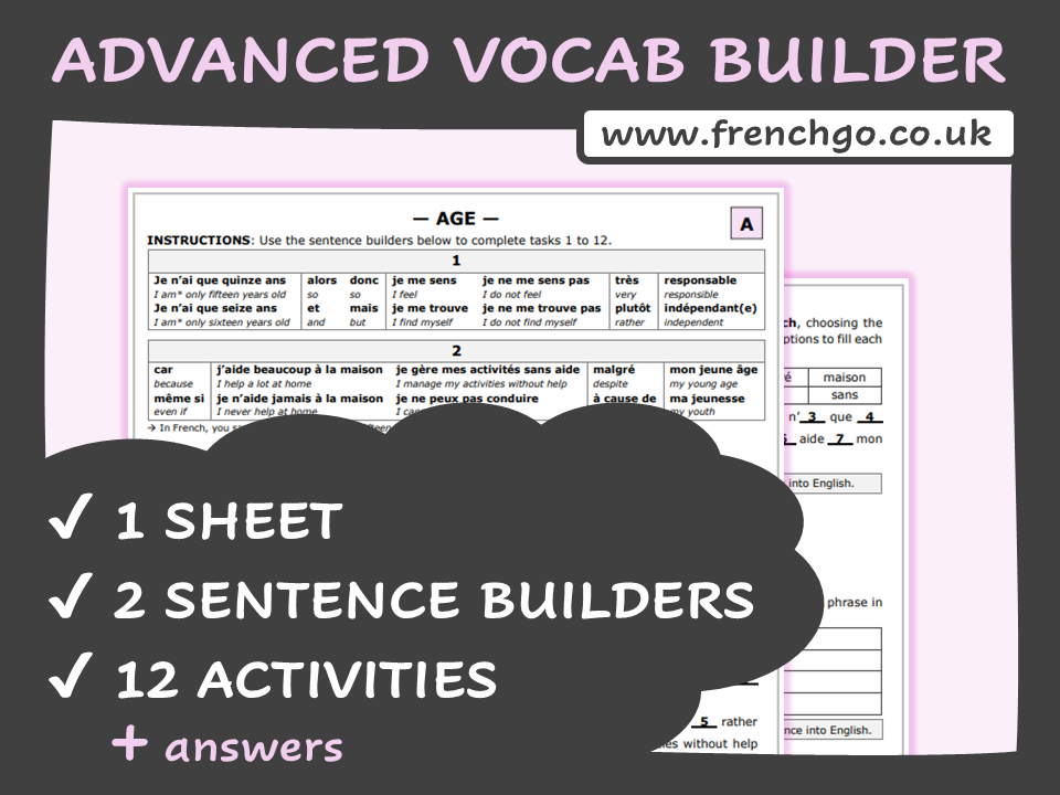 [HIGHER] GCSE FRENCH VOCABULARY BUILDER — Discussing Age