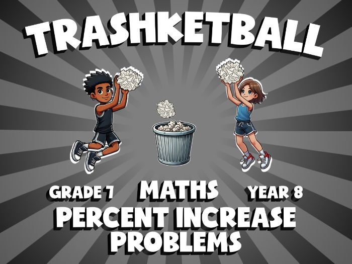 Percent Increase Problems TRASHKETBALL Maths Game | No-Prep Year 8 Review Activity