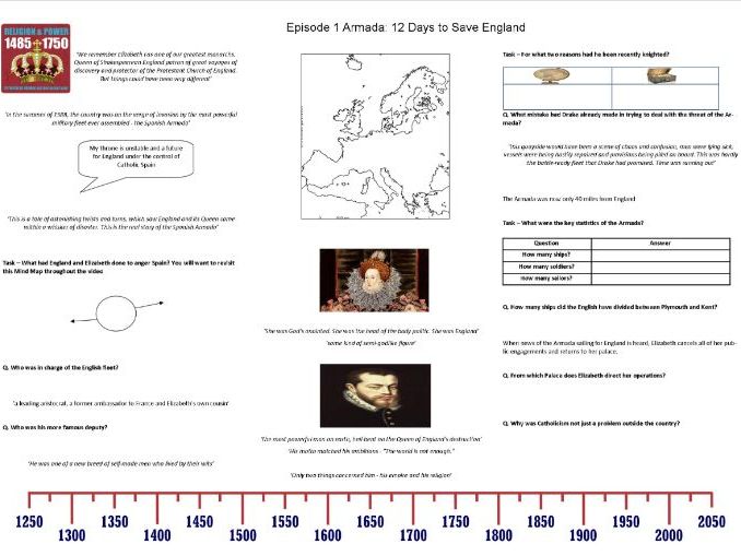 BBC - Armada: 12 Days to Save England - Episode 1 - Worksheet to support the BBC Documentary