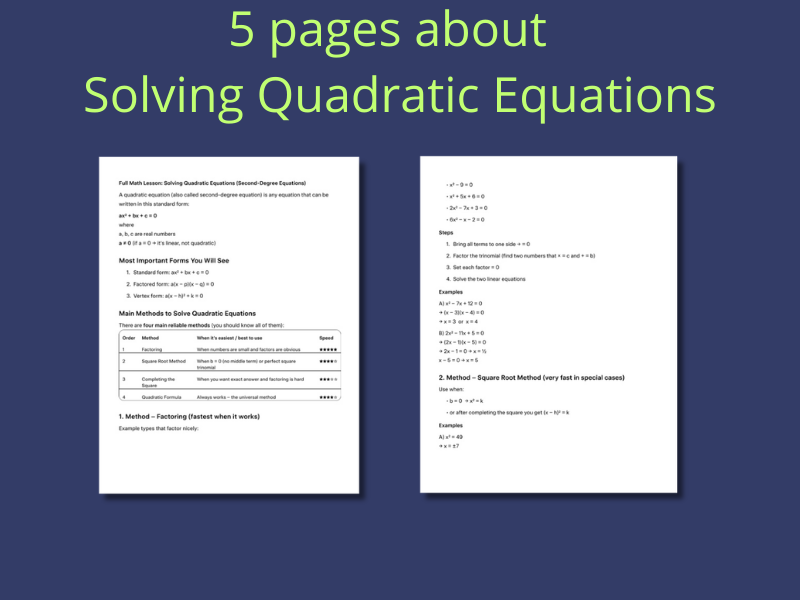 Solving Quadratic Equations