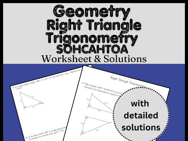 Geometry Right Triangle Trigonometry SOHCAHTOA Worksheet & Solutions