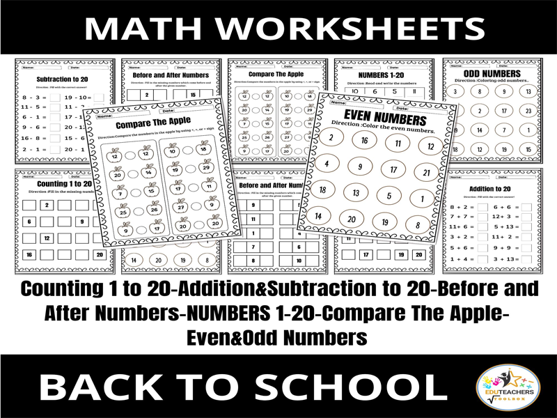 Back to School Math Worksheets | No Prep Math Activities