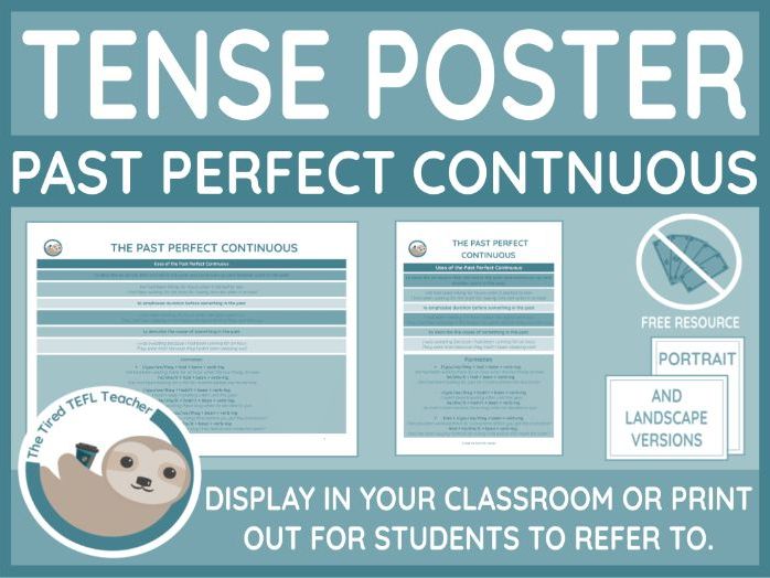 ESL Tense Poster - The Past Perfect Continuous
