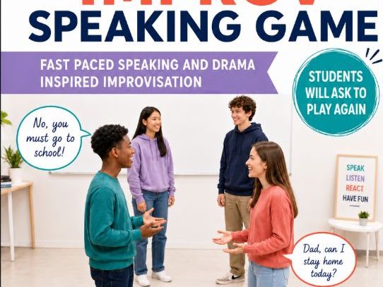 Speaking Game - Four Square Improv Icebreaker - ESL or Native Speakers