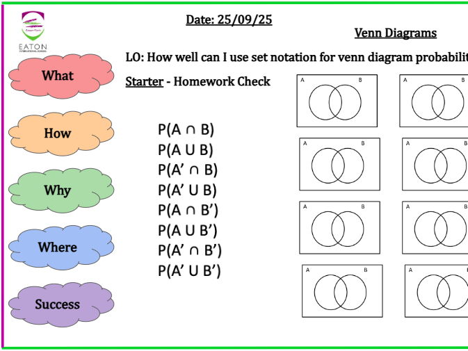 Probability - Venn Diagrams and Set Notation