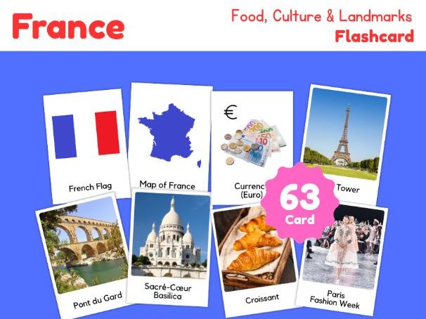 France Flashcards | 63 Geography, Culture & Landmark Cards